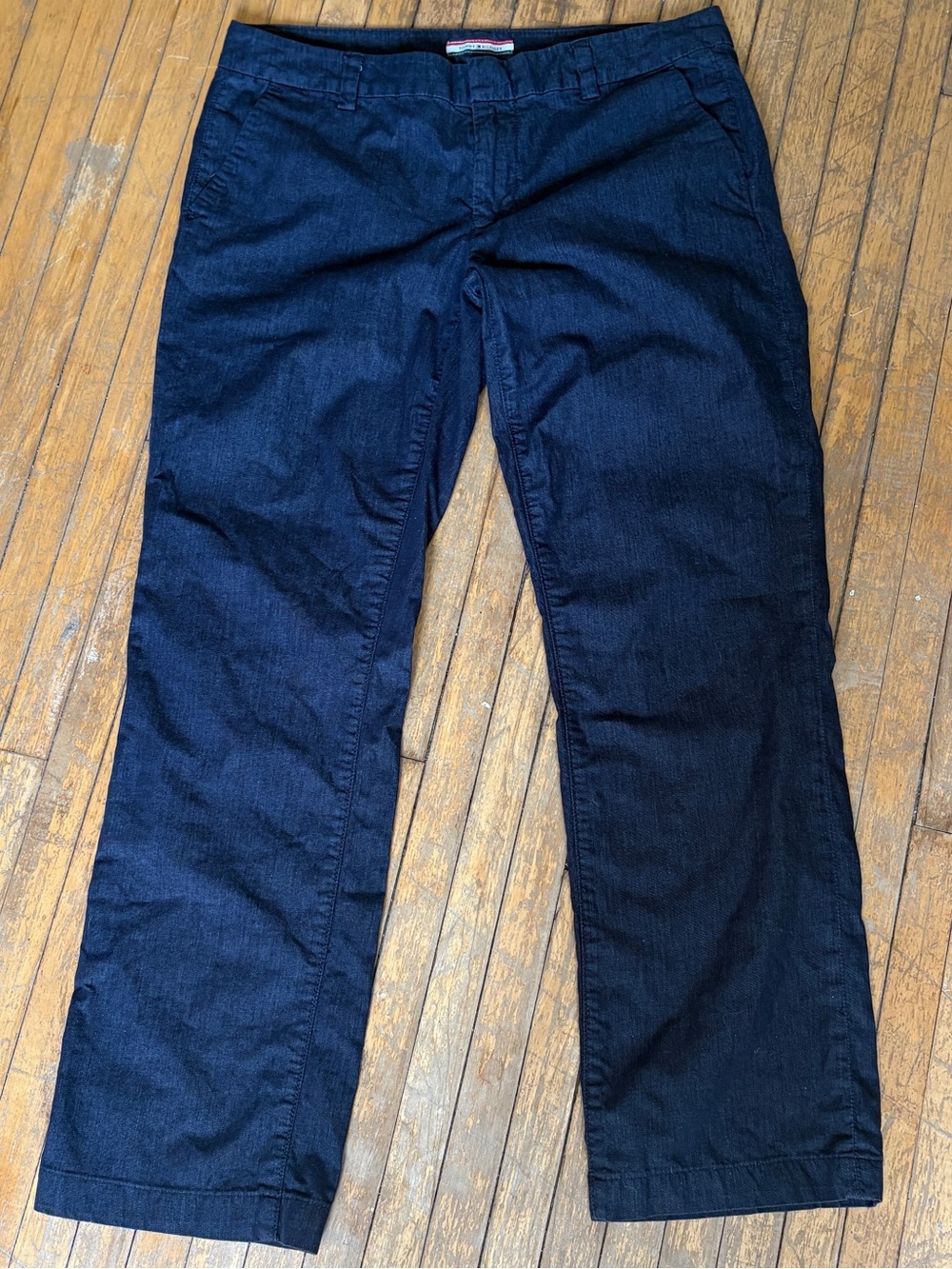Tommy Hilfiger Navy Straight-Leg Cotton Trousers Pants Size 6
